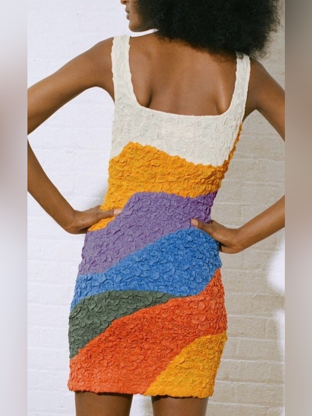 Mara Hoffman Laura Popcorn Mini Dress XL Meadows Colorblock NWOT